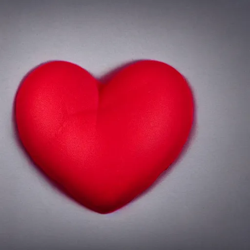 Image similar to 3d render of a badly formed red putty heart shape in the middle of a gray sheet of paper