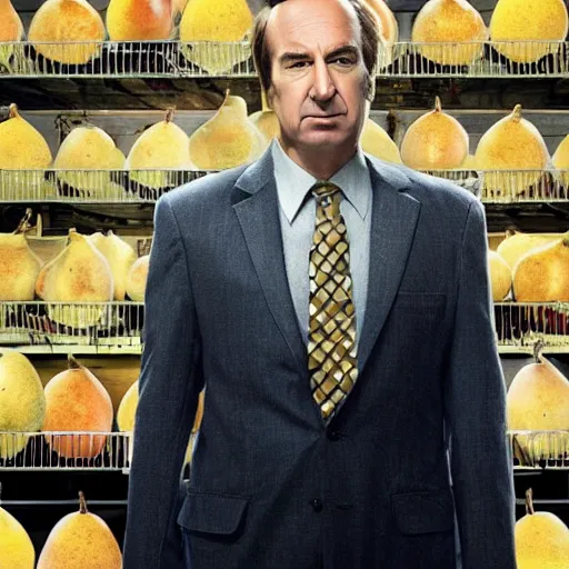 Image similar to saul goodman surrounded by pears