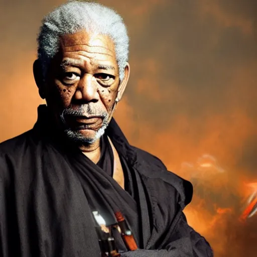 Prompt: Morgan Freeman as a sith lord, the emperor