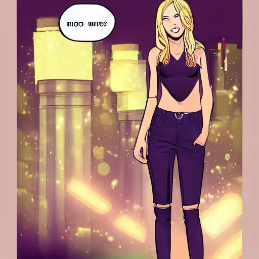 Image similar to blonde girl wearing an decent outfit hero, digital artwork in hero comic