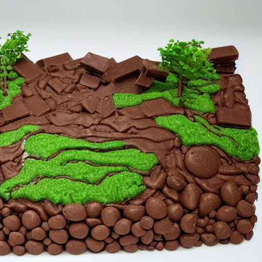 Prompt: landscape made out of milk chocolate