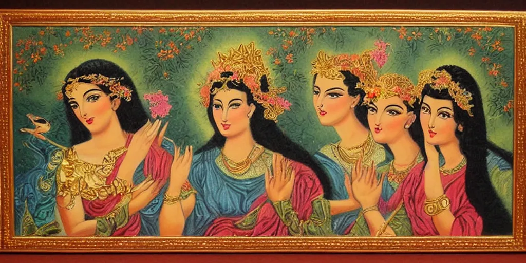 Prompt: vintage beautiful painting of goddesses gift