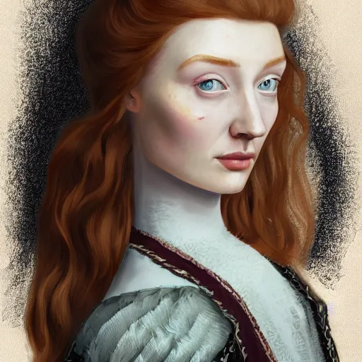 Prompt: eleanor tomlinson posing in tudor fashion, highly detailed, digital painting, artstation, concept art, smooth, sharp focus, illustration