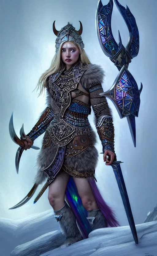 Image similar to iridescent opal viking warrior, wolf armor, winter, morandi color scheme, hd, illustration, epic, d & d, fantasy, intricate, elegant, highly detailed, wide angle, digital painting, artstation, concept art, smooth, sharp focus, illustration, wallpaper, art by artgerm and greg rutkowski and alphonse mucha and jin xiaodi