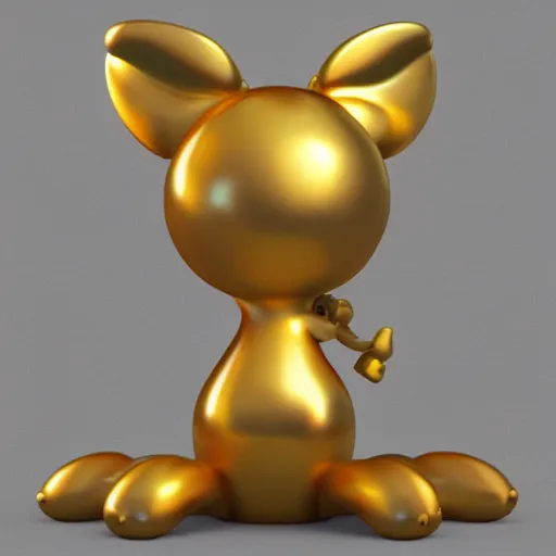 Image similar to 3D render of a Gold balloon dog, white background, art by artgerm