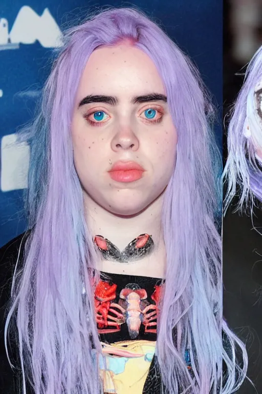 Image similar to half billie eilish half crustacean