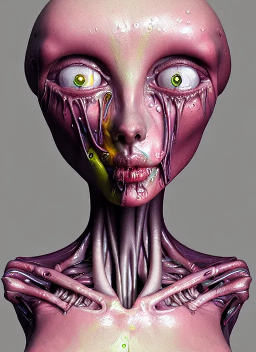 Image similar to a wet alien girl, perfect anatomical body, voluminous, high quality render, photorealistic digital painting, 3 d sculpture