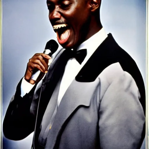 Image similar to a man in a tuxedo singing into a microphone, a colorized photo by Svend Rasmussen Svendsen, dribble, harlem renaissance, 1970s, 1990s, movie still