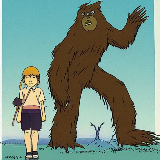 Prompt: bigfoot in studio ghibli