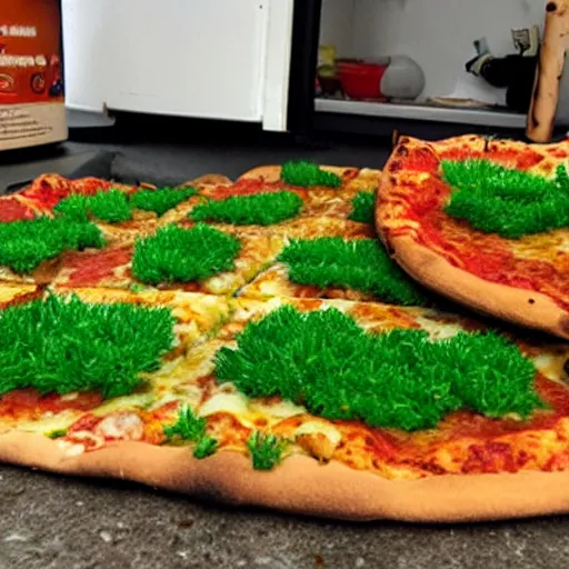 Prompt: pizza grass