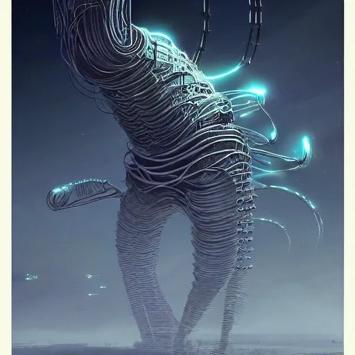 Image similar to alien world made from wires, detailed landscape, intricate complexity, by greg rutkowski, artgerm, ross tran, conrad roset, takato yomamoto, ilya kuvshinov. 4 k, beautiful, cinematic dramatic atmosphere