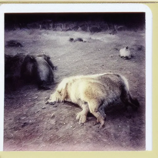 Prompt: polaroid of Fell beasts by Tarkovsky