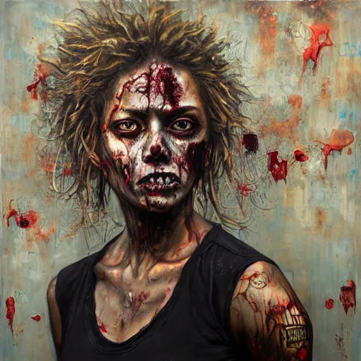 Prompt: zombie apocalypse by tim okamura, detailed