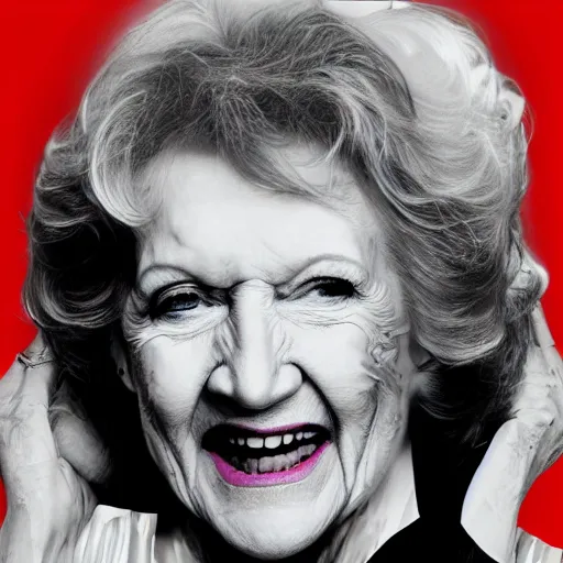 Image similar to roger waters but with betty white's face