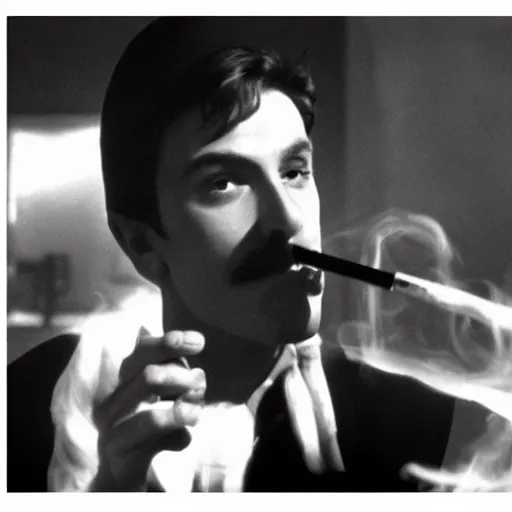 Prompt: Mario smoking in a french new wave film aesthetic