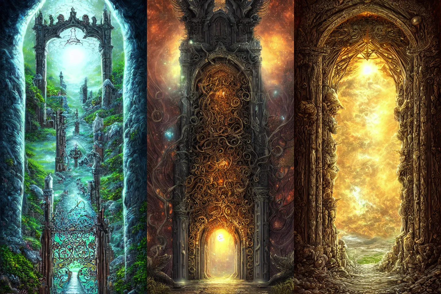 Prompt: The gate to the eternal kingdom of wisdom, fantasy, digital art, HD, detailed.
