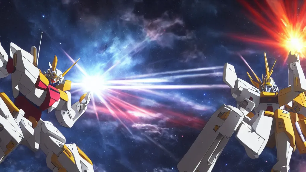 Image similar to gundam at the end of the universe, cinematic lighting, superb resolution