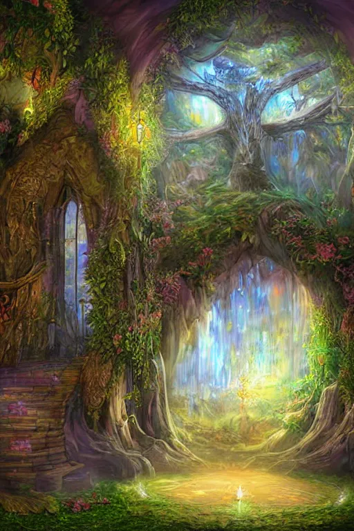 Prompt: a beautiful fantasy sanctuary, digital art