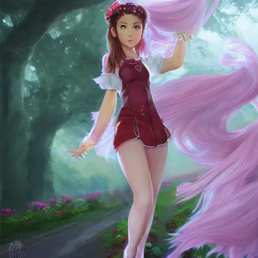 Image similar to aerith gainsborough by nick silva, ja mong, digital