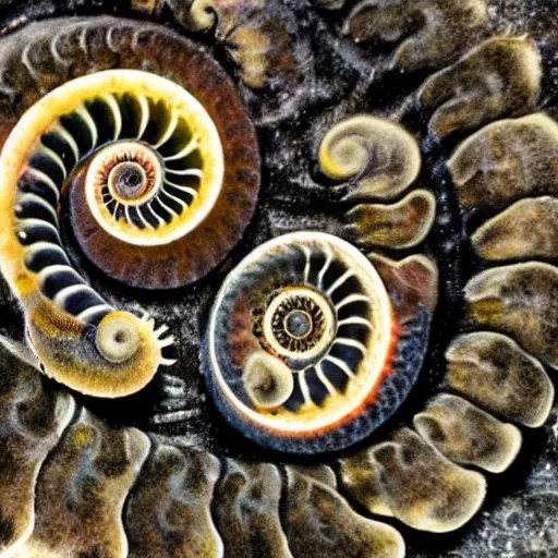 Prompt: the first ammonites to leave the ocean and crawl onto the land