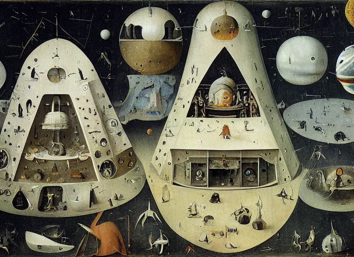 Image similar to an intricately detailed space colony by Hieronymus Bosch