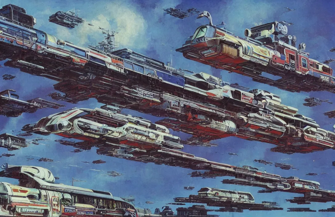 Image similar to a retro futurism elevated railway on colonized planet by robert mccall and john berkey | ralph mcquarrie :. 5