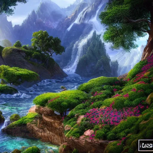 Image similar to A realistic beautiful natural landscape, 4k resolution, hyper detailed