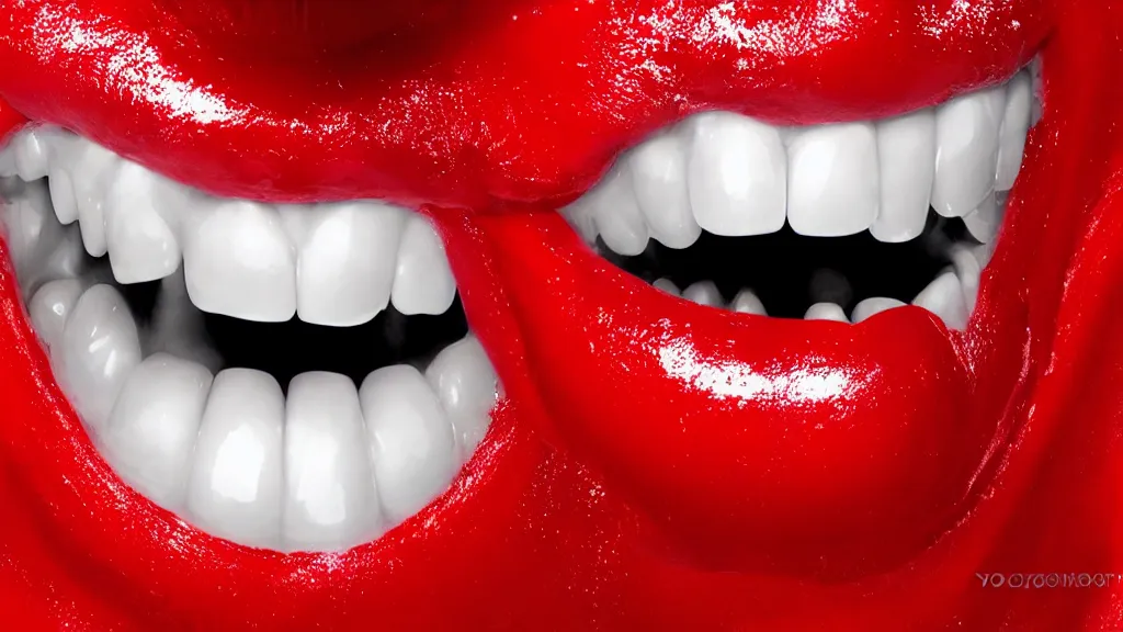 Image similar to realistic and detailed soft airbrush of a glossy shiny wet scarlet red screaming mouth on white background, inspired by 8 0 s airbrush illustrations, art by yosuke onishi