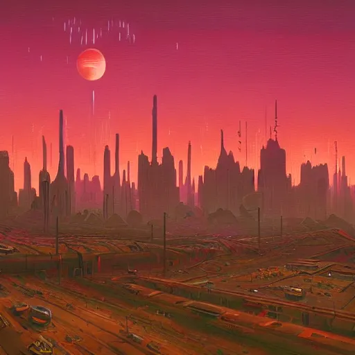 Image similar to Martian city by Simon Stålenhag