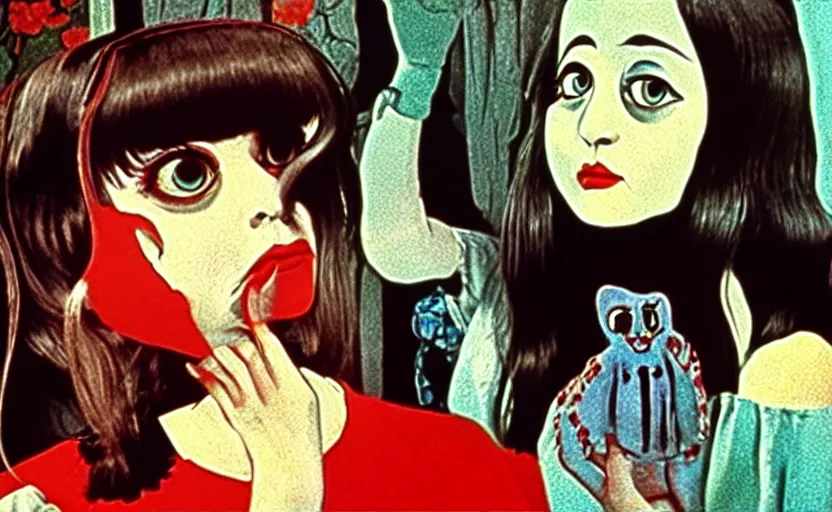 Image similar to film still of Hausu (ハウス) (1977), 4k restoration, Criterion