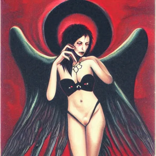 Image similar to vampiric angel, gothic