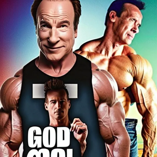 Prompt: movie poster for nobody got swole, an action movie starring bob odenkirk with the body of arnold schwarzenegger