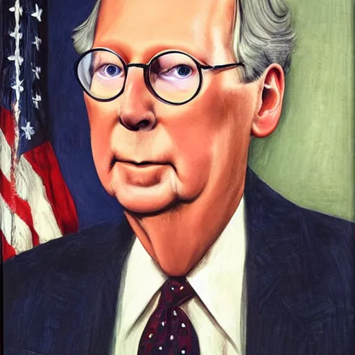 Image similar to historic portrait of mitch mcconnell, half man, half turtle, martha greta kempton, frank o salisbury, granville chandor, thomas edgar stevens, oil painting