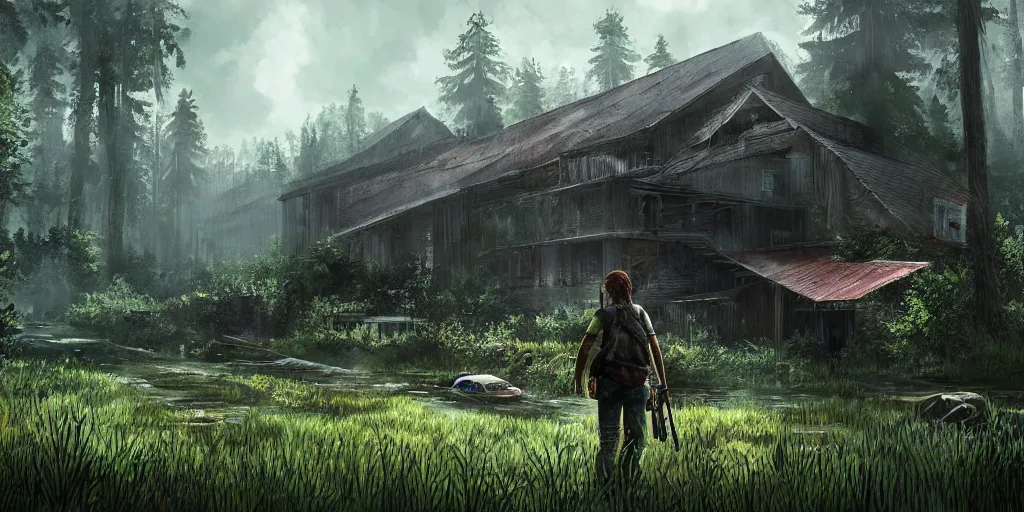 Image similar to landscape art in the style of The Last of Us Part 2, video game art, digital artwork