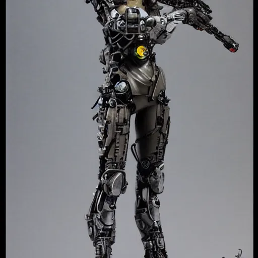 Image similar to cybernetic female supersoldier armed with laser rifle, intricate detail, royo, whealan,