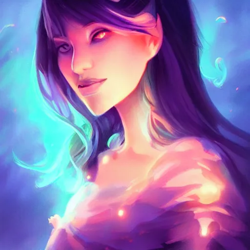 Image similar to pretty girl portrait profile picture, dramatic lighting, digital painting, arcane magic digital painting bioluminance, by rossdraws