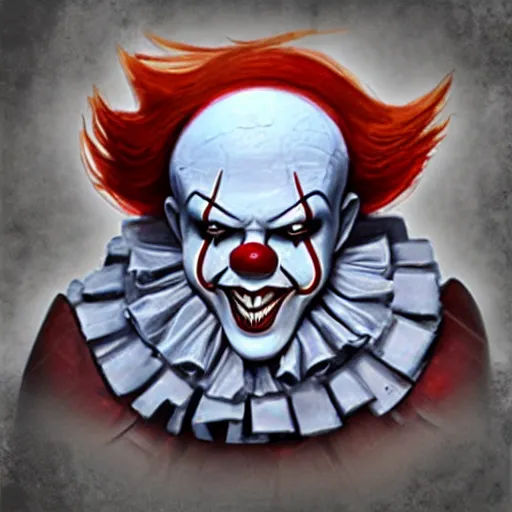 Image similar to warhammer 4 0 k pennywise, photorealistic