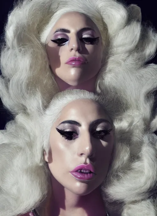 Prompt: lady gaga styled by nick knight posing, artpop, the fame, full body shot, set pieces, intricate set, vogue magazine, canon, highly realistic. high resolution. highly detailed. dramatic. 8 k. 4 k.