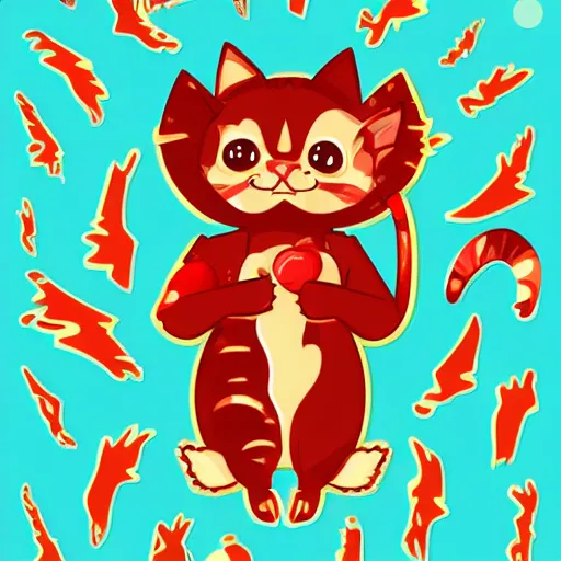 Prompt: Blood thirsty kitten, sticker, highly detailed, colorful, illustration, drama, smooth and clean vector curves, no jagged lines, vector art, smooth