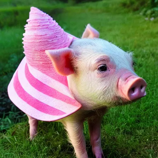 Image similar to miniature pig wearing a sunhat, piglet, piggy, baby animal, cute, adorable, summer