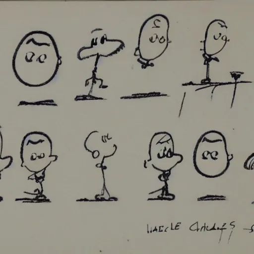 Image similar to original sketches by Charles Schulz, flawlessly preserved