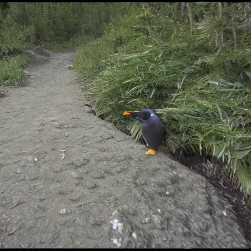 Prompt: Club Penguin, trail cam