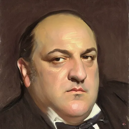 Image similar to tony soprano portrait by john singer sargent, super detailed