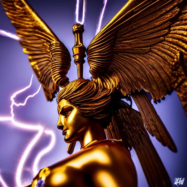 Image similar to photo of a winged valkyrie with light powers, highly detailed, 4 k, hdr, smooth, sharp focus, high resolution, award - winning photo