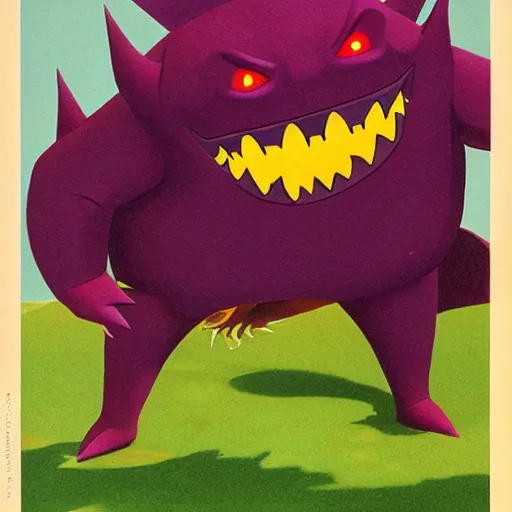 Prompt: Gengar from Pokemon by Roger Dean