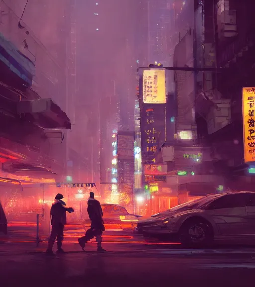 Image similar to futur tokyo night ganster, craig mullins, steven belledin, digital painting, sharp focus, octane render, 8 k, hyper detailed.