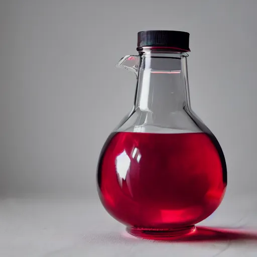 Prompt: a studio photo of a red health potion in a beautiful looking flask, dramatic lighting