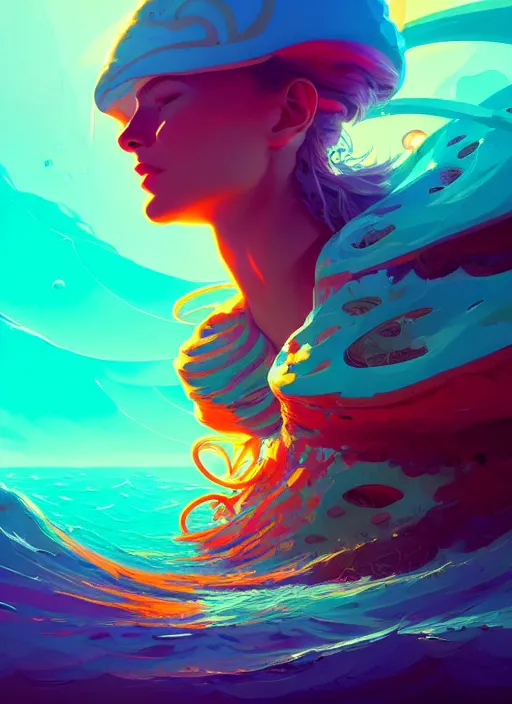 Prompt: naturepunk master of oceans and wind water and boats, beautiful detailed realistic cinematic character concept fashion portrait, hi - fructose art magazine, by anton fadeev and paul lehr and david heskin and josan gonzalez, 8 k