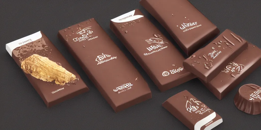 Image similar to a packaging design for a chocolate bar, octane render, ultra realistic