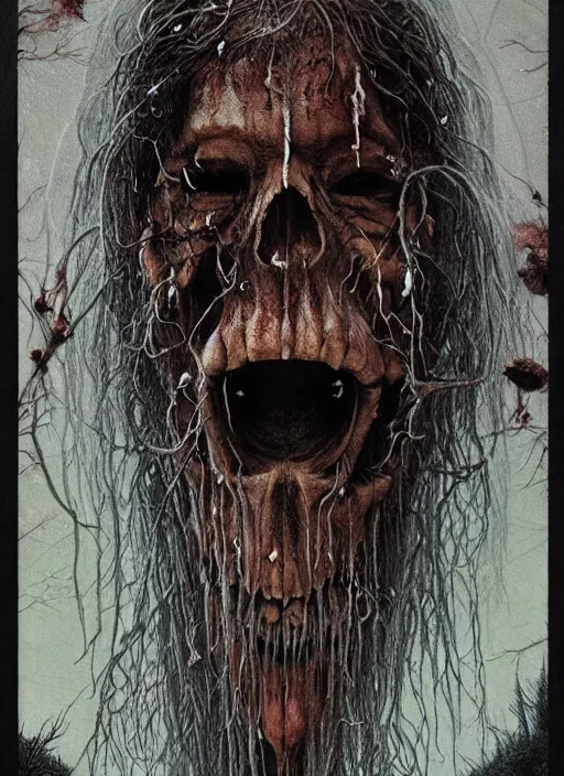 Image similar to bigfoot death tarot card, highly detailed, half skull face, cinematic, 8 k, by stanley artgermm, tom bagshaw, greg rutkowski, carne griffiths, ayami kojima, beksinski, giger, trending on deviantart, hyper detailed, horror, full of colour